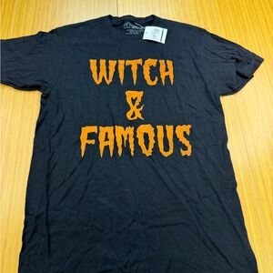 Witch And Famous” Halloween T- Shirt Black & Orange Unisex S/M 100% cotton
